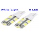 T10 White 9 LED Car Signal Light Bulb (Pair)