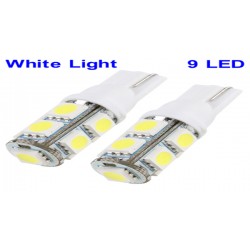 T10 White 9 LED Car Signal Light Bulb (Pair)