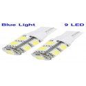 T10 Blue 9 LED Car Signal Light Bulb (Pair)