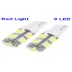 T10 Red 9 LED Car Signal Light Bulb (Pair)