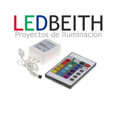 Controlador para tira LED RGB, Dimmer por control remoto IR de 24 botones